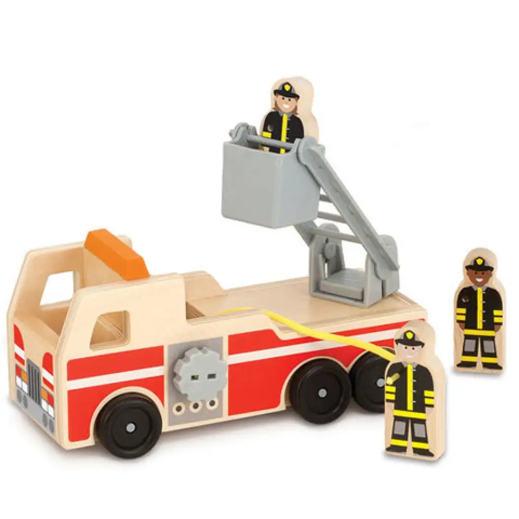 imagen de Camión de bomberos de madera con escalera - Melissa & Doug 1
