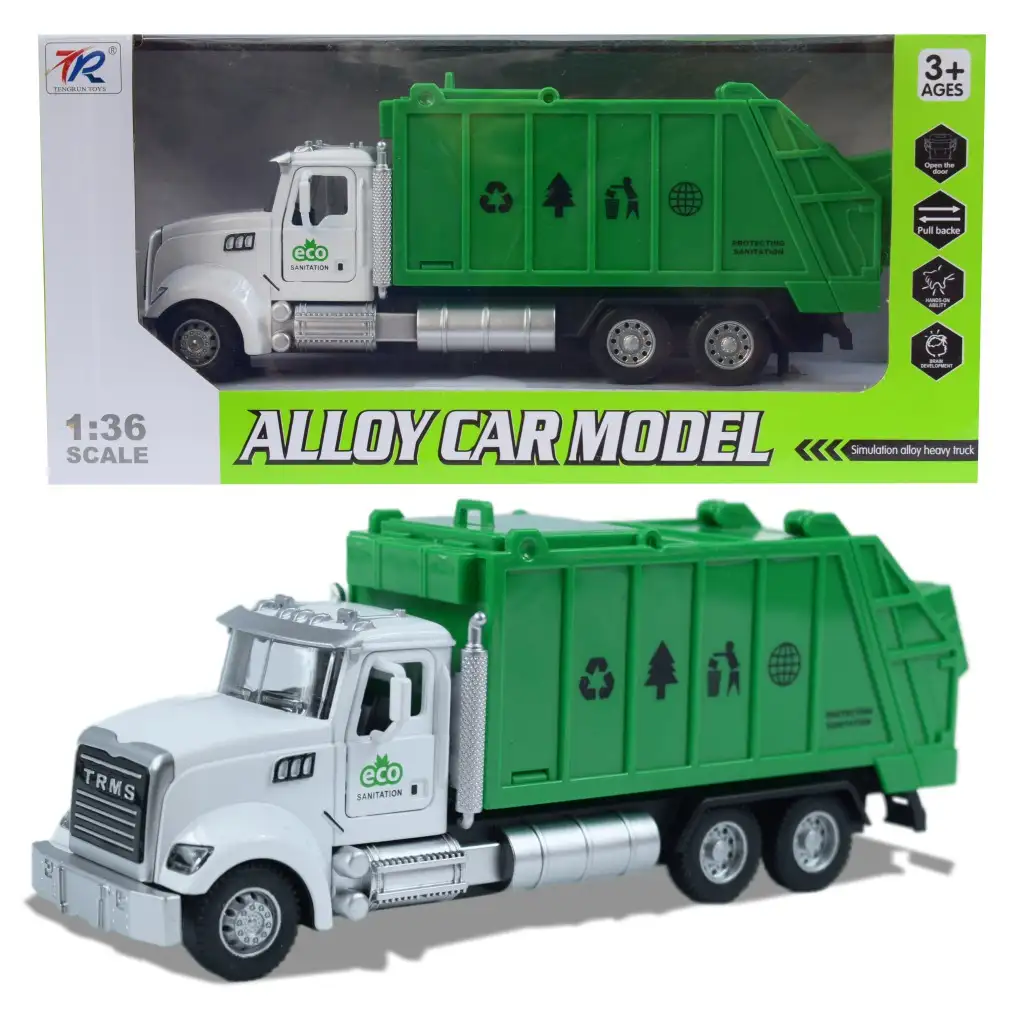 imagen de Camión de Carga Pesada: Camión de reciclaje de metal con puertas abiertas y cubo 1/36 1
