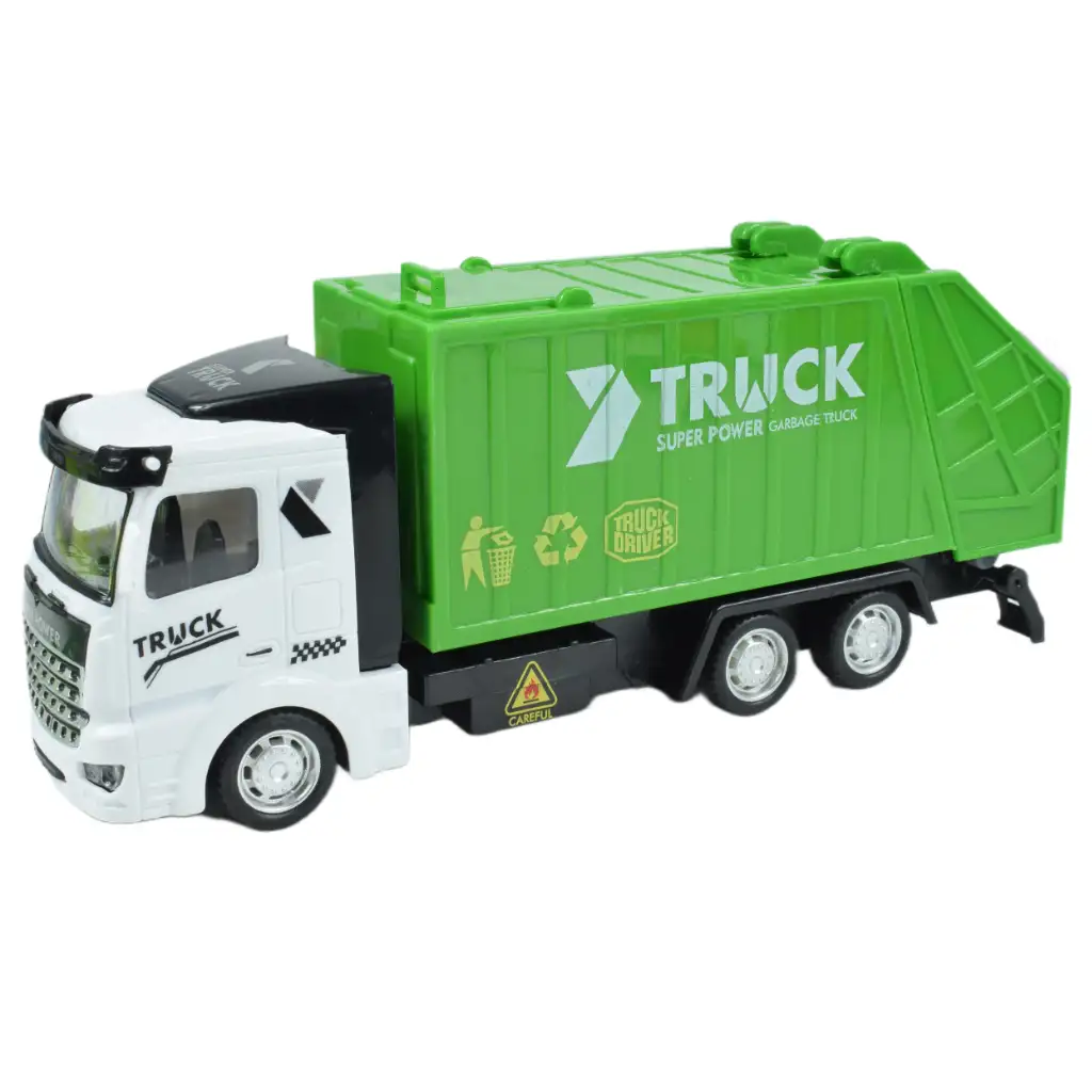 imagen de Camión de Ciudad: Camión de basura transformable con volante de fricción y señales de tráfico de 19cm 7
