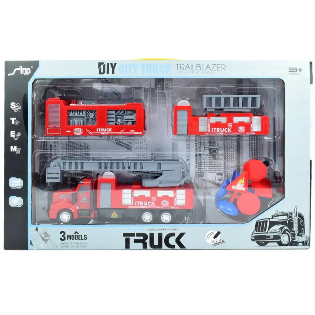 imagen de Camión de Ciudad: Camión de bomberos transformable con señales de tráfico 19cm 9