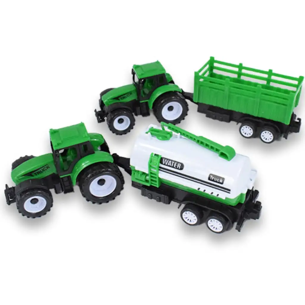 imagen de Camión de granja: Conjunto de tractor de dos piezas verde con remolque 2