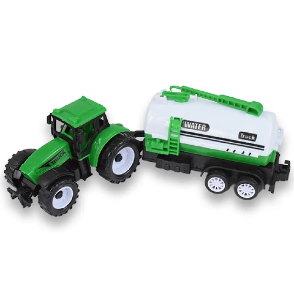 imagen de Camión de granja: Conjunto de tractor de dos piezas verde con remolque 3