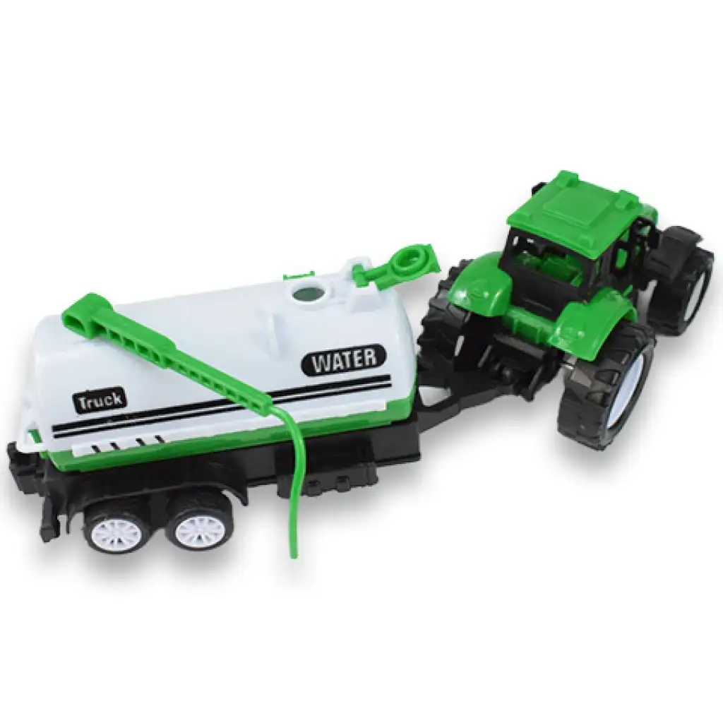 imagen de Camión de granja: Conjunto de tractor de dos piezas verde con remolque 6