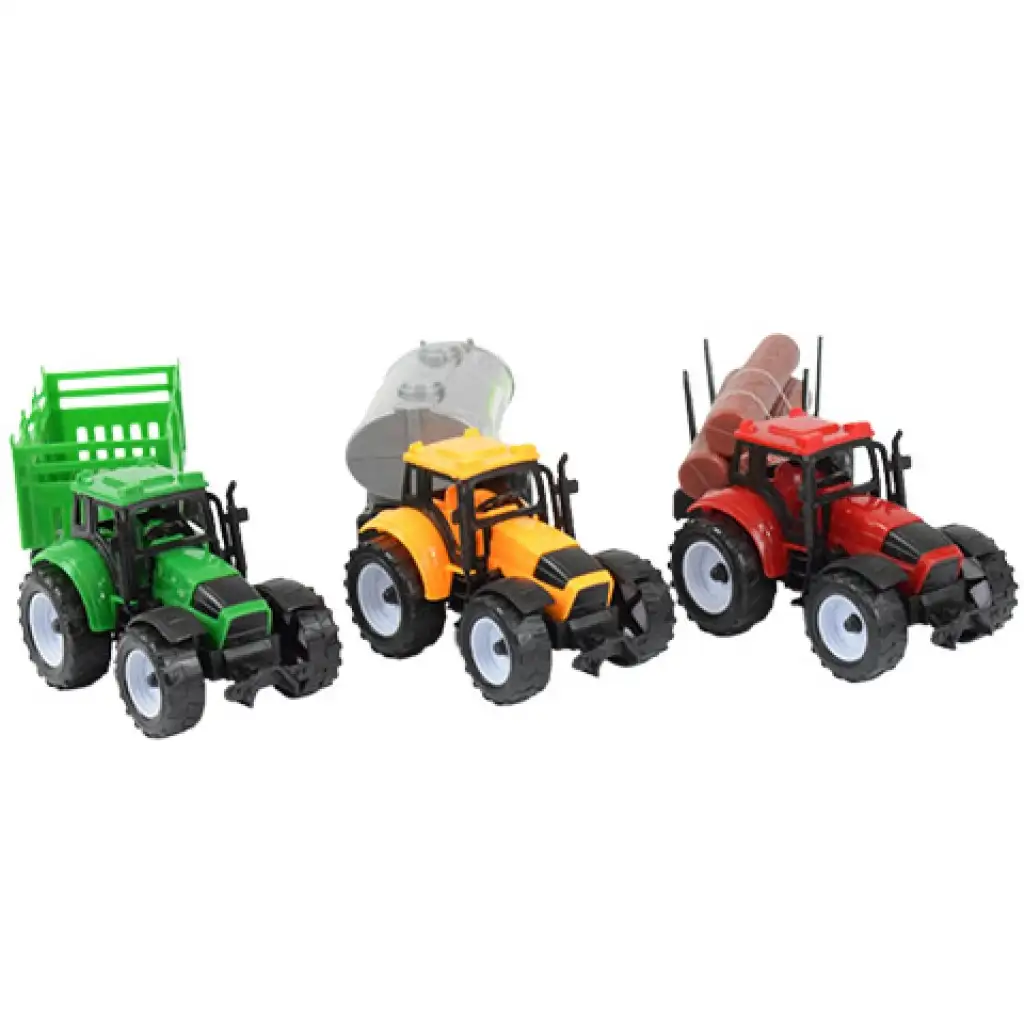 imagen de Camión de granjero: Set de 3 tractores de granja con remolque de 28 cm 5