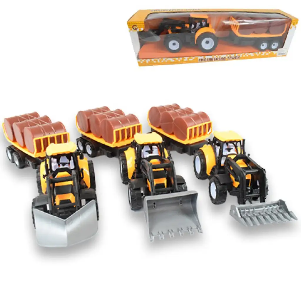 imagen de Camión de Ingeniería: Tractor de excavación con remolque y barriles en varias versiones 43cm 1