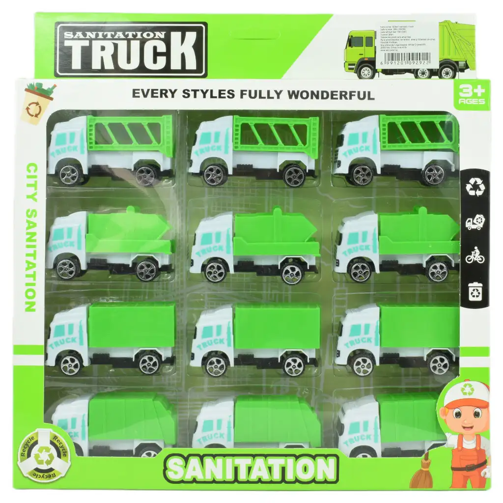 imagen de Camión de saneamiento: set de camiones de basura de 12 piezas 1/64 5