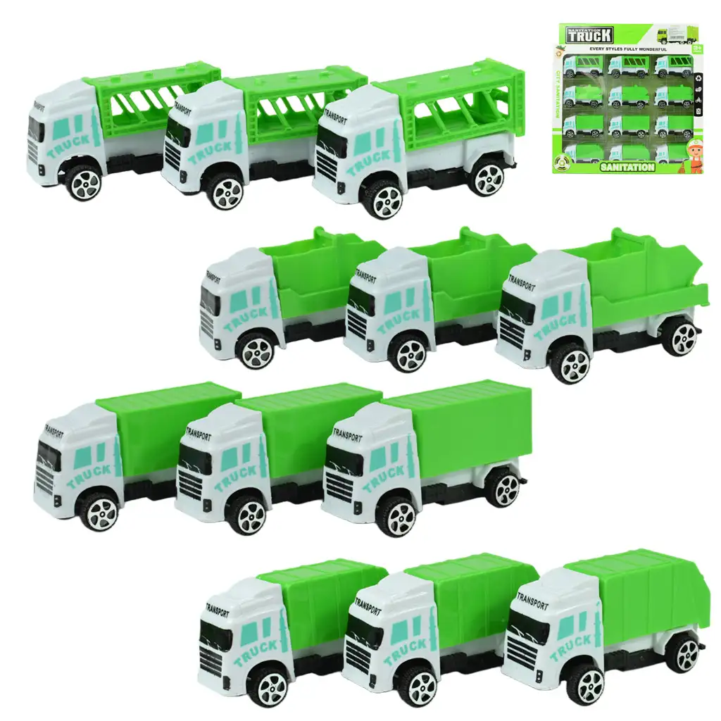imagen de Camión de saneamiento: set de camiones de basura de 12 piezas 1/64 1