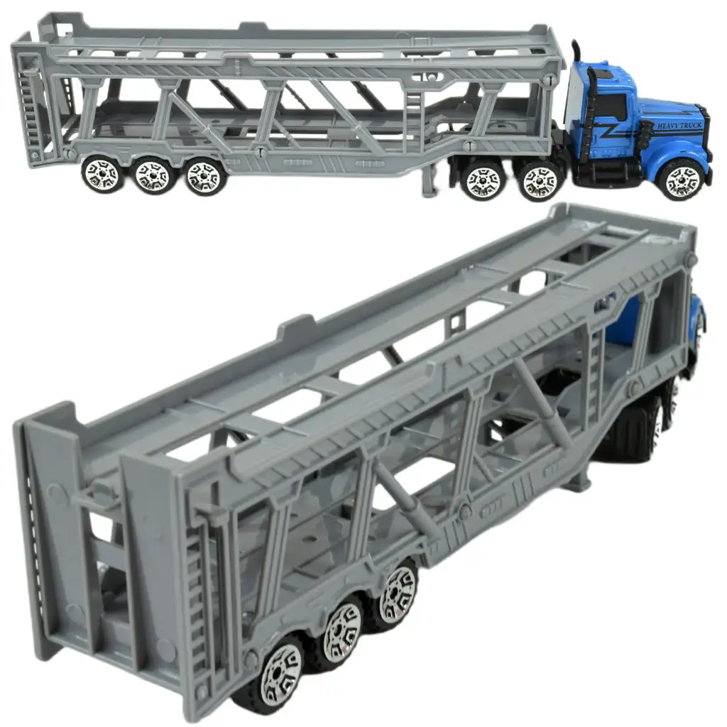 imagen de Camión de Transporte de Ciudad: Camión de Transporte de Coches Azul 22cm 3