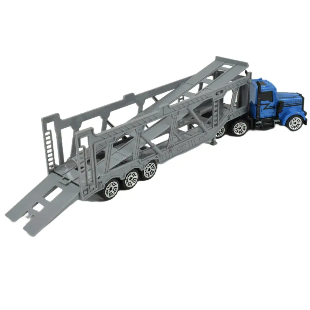 imagen de Camión de Transporte de Ciudad: Camión de Transporte de Coches Azul 22cm 4