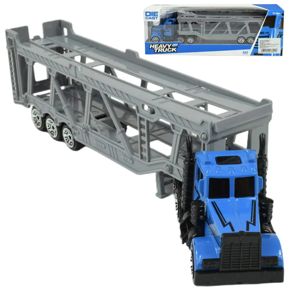 imagen de Camión de Transporte de Ciudad: Camión de Transporte de Coches Azul 22cm 1