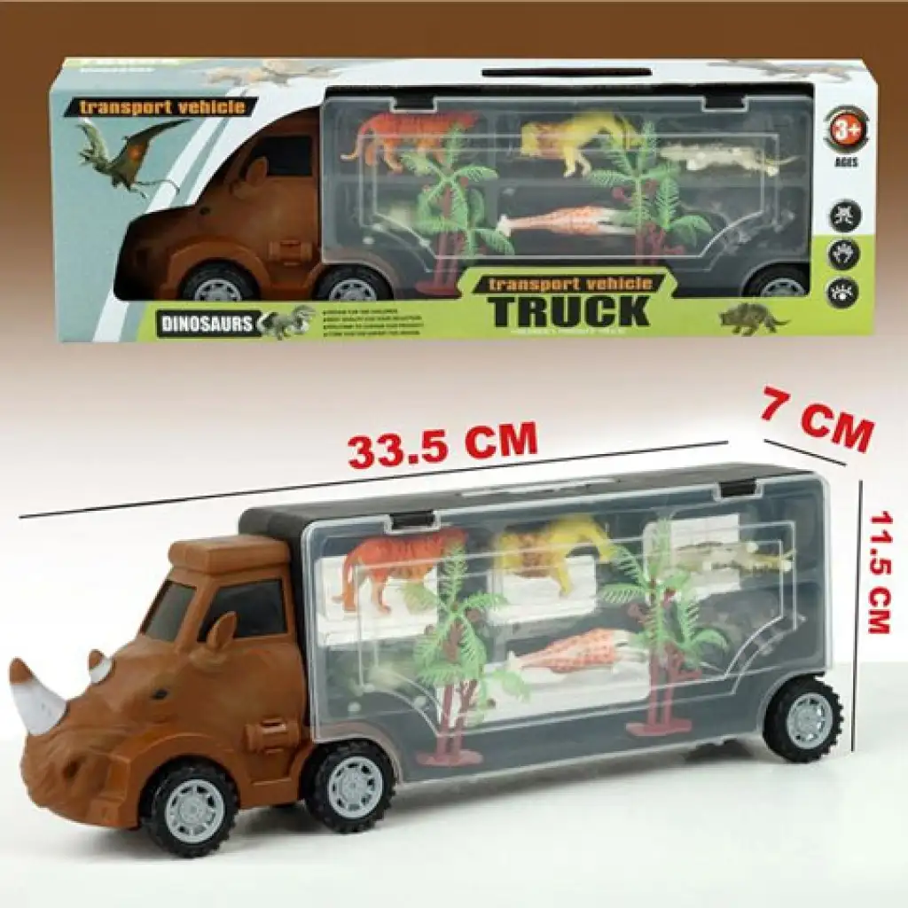 imagen de Camión de transporte de safari de rinoceronte 33cm 1
