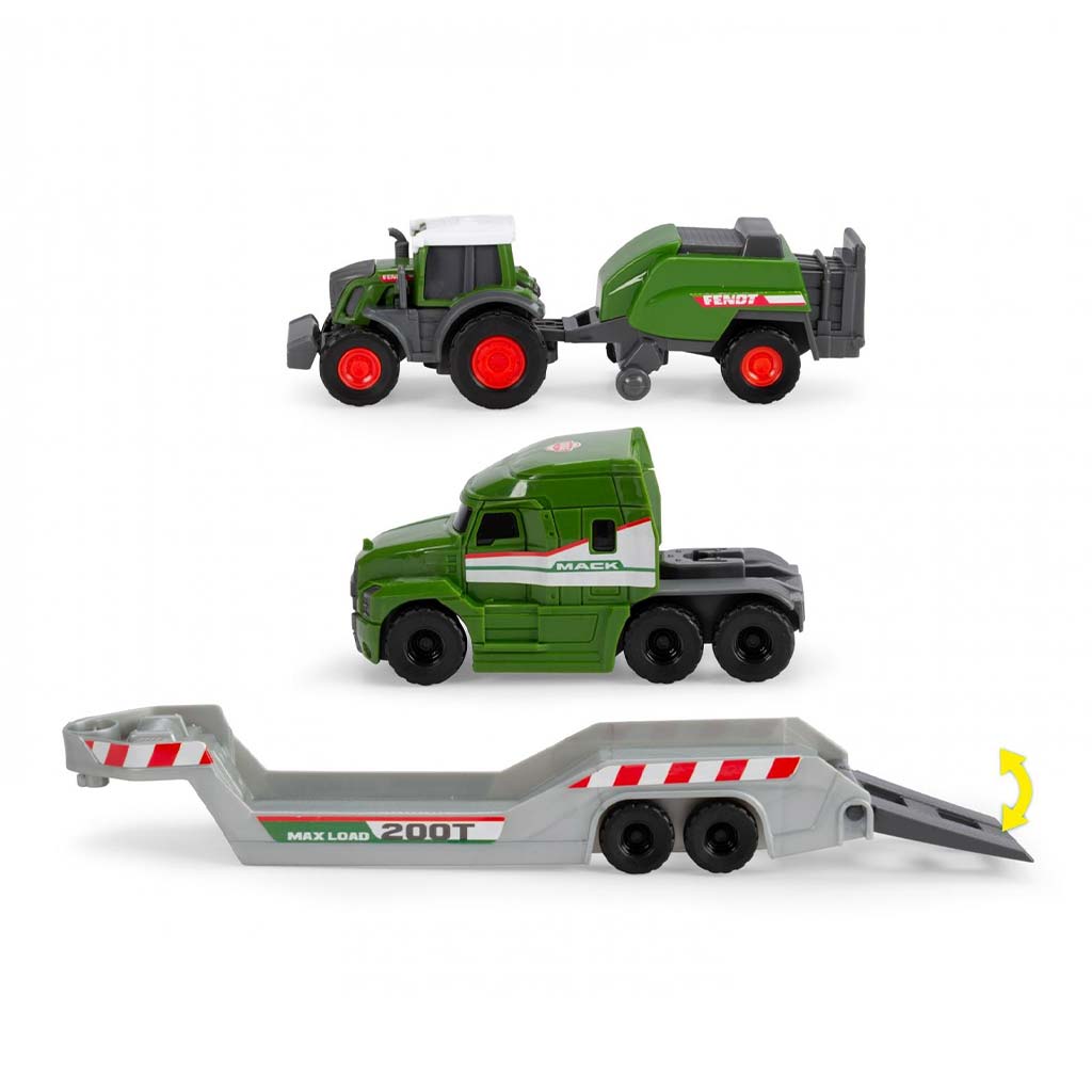 imagen de Camión de transporte Micro con tractor Fendt y empacadora - Dickie Toys 3