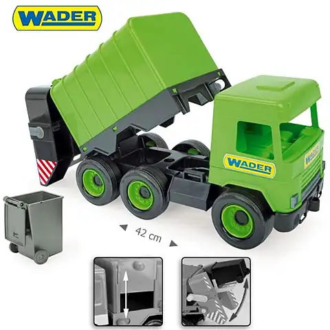 imagen de Camión Medio: Camión de Basura 43cm verde - Wader 3