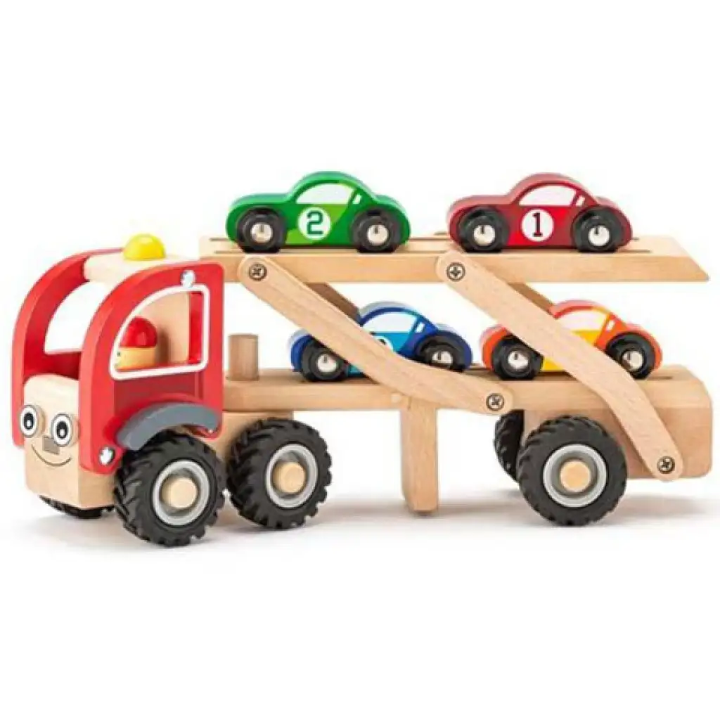 imagen de Camión transportador de coches con coches de juguete - Woodyland 1