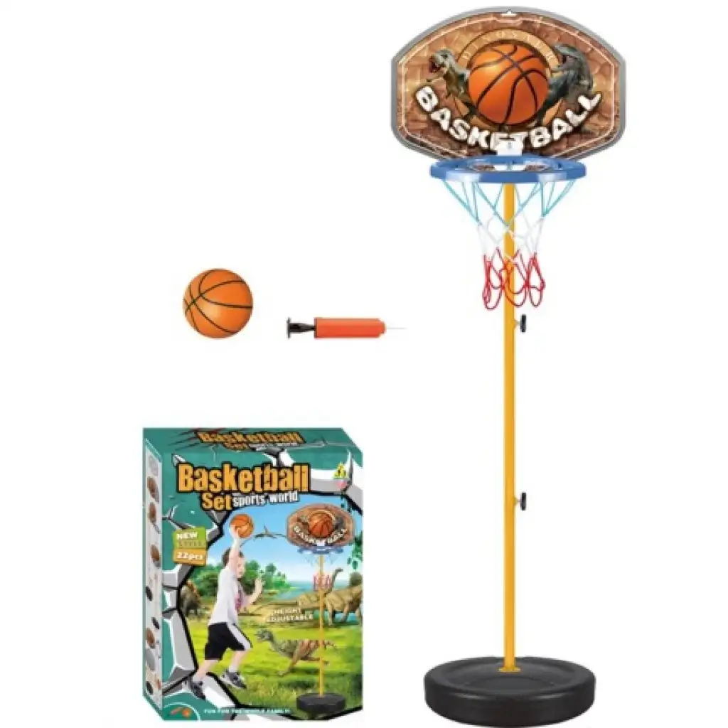 imagen de Canasta de baloncesto con dinosaurios y balón 1
