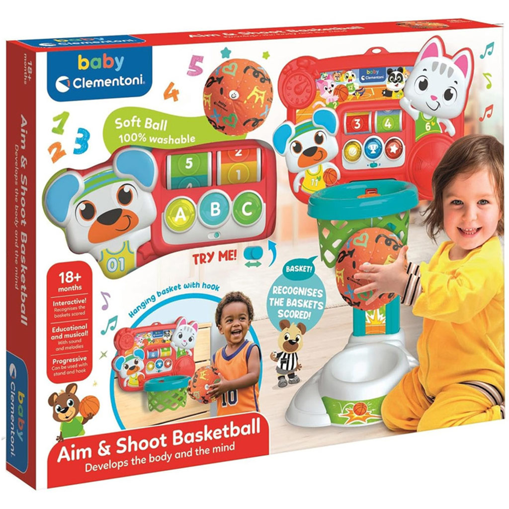 imagen de Canasta de baloncesto interactiva con bola blanda - Clementoni baby 1