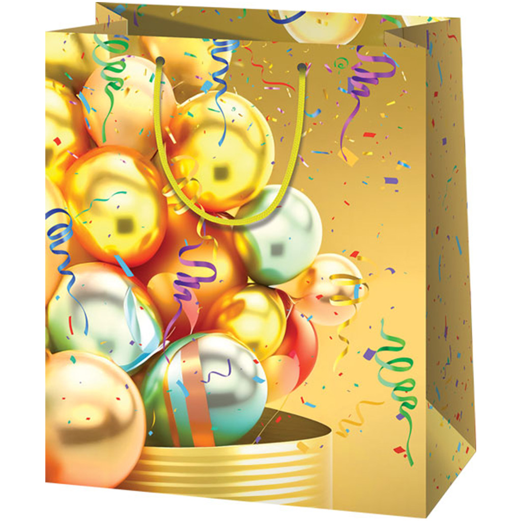 imagen de Cardex: Bolsa de regalo gigante amarilla con globos 33x15x44,5cm 1