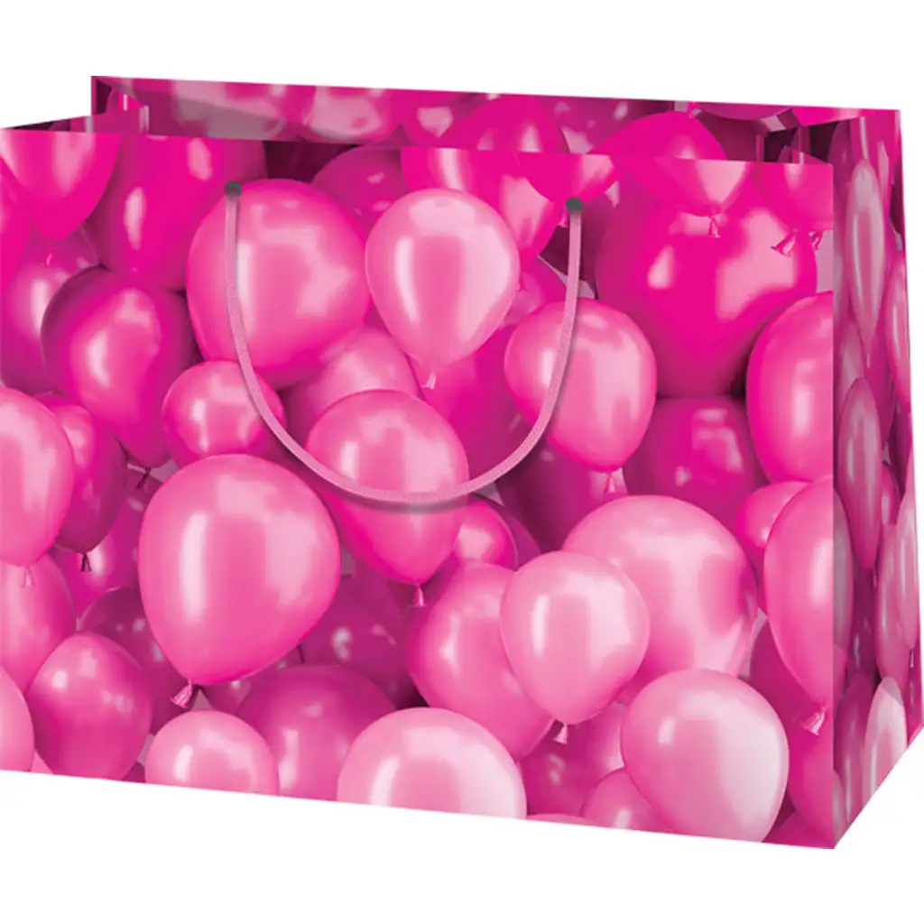imagen de Cardex: Bolsa de regalo mediana rosa con globos 17x10x23cm 1