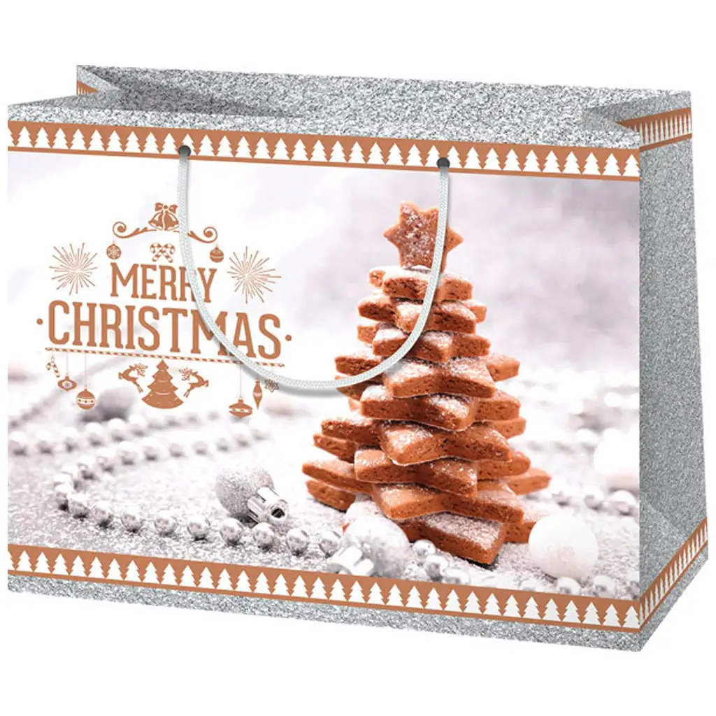 imagen de Cardex: Bolsa de regalo navideña mediana con diseño de jengibre 17x10x23cm 1
