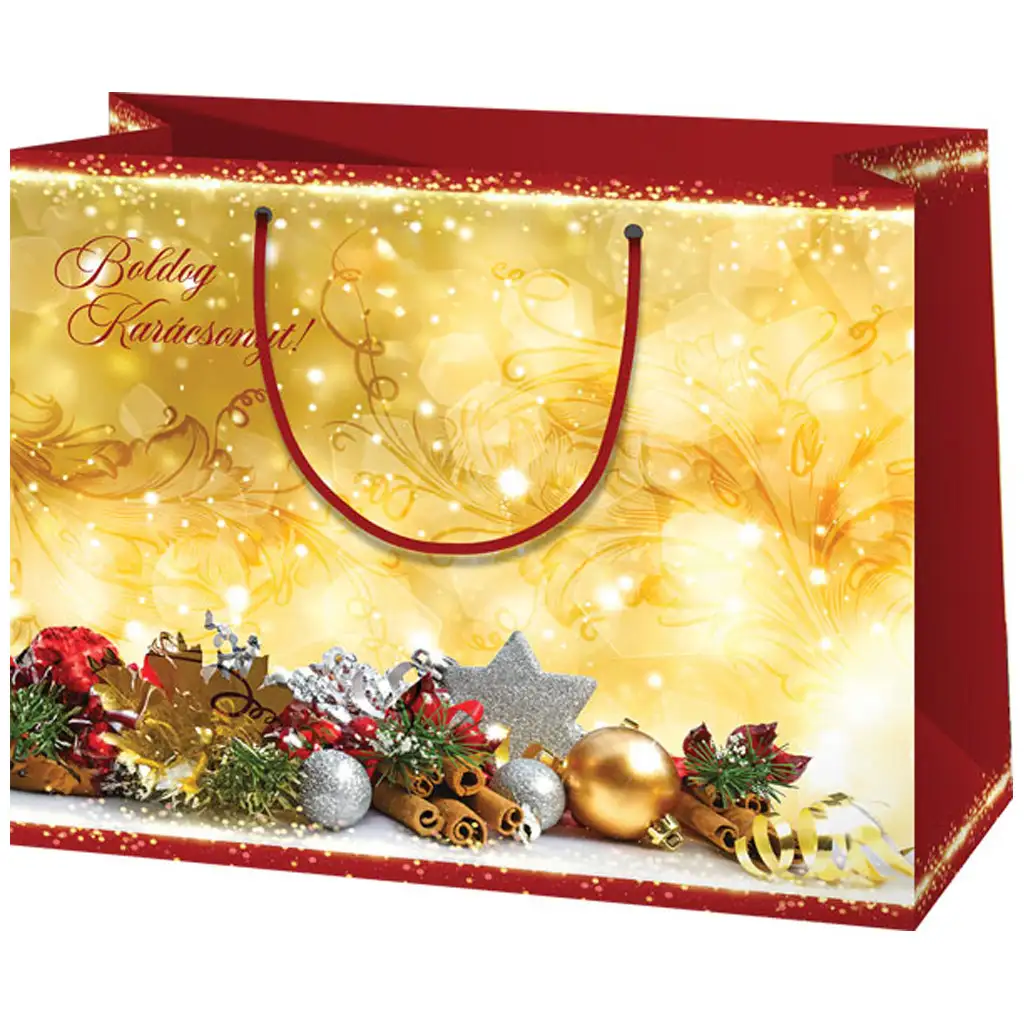 imagen de Cardex: "¡Feliz Navidad!" bolsa de regalo grande color dorado 26x13x33cm 1