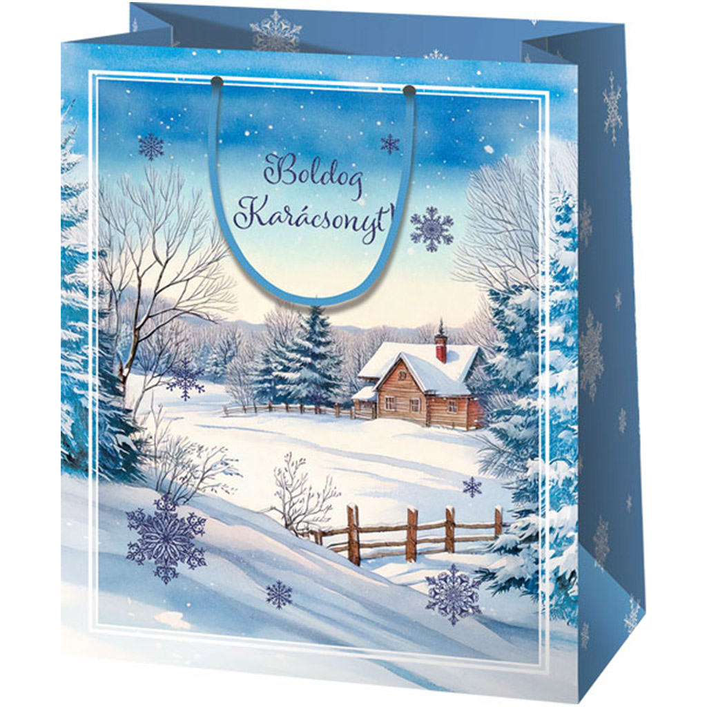 imagen de Cardex: Gran bolsa de regalo navideña de paisaje nevado 26x13x33cm 1