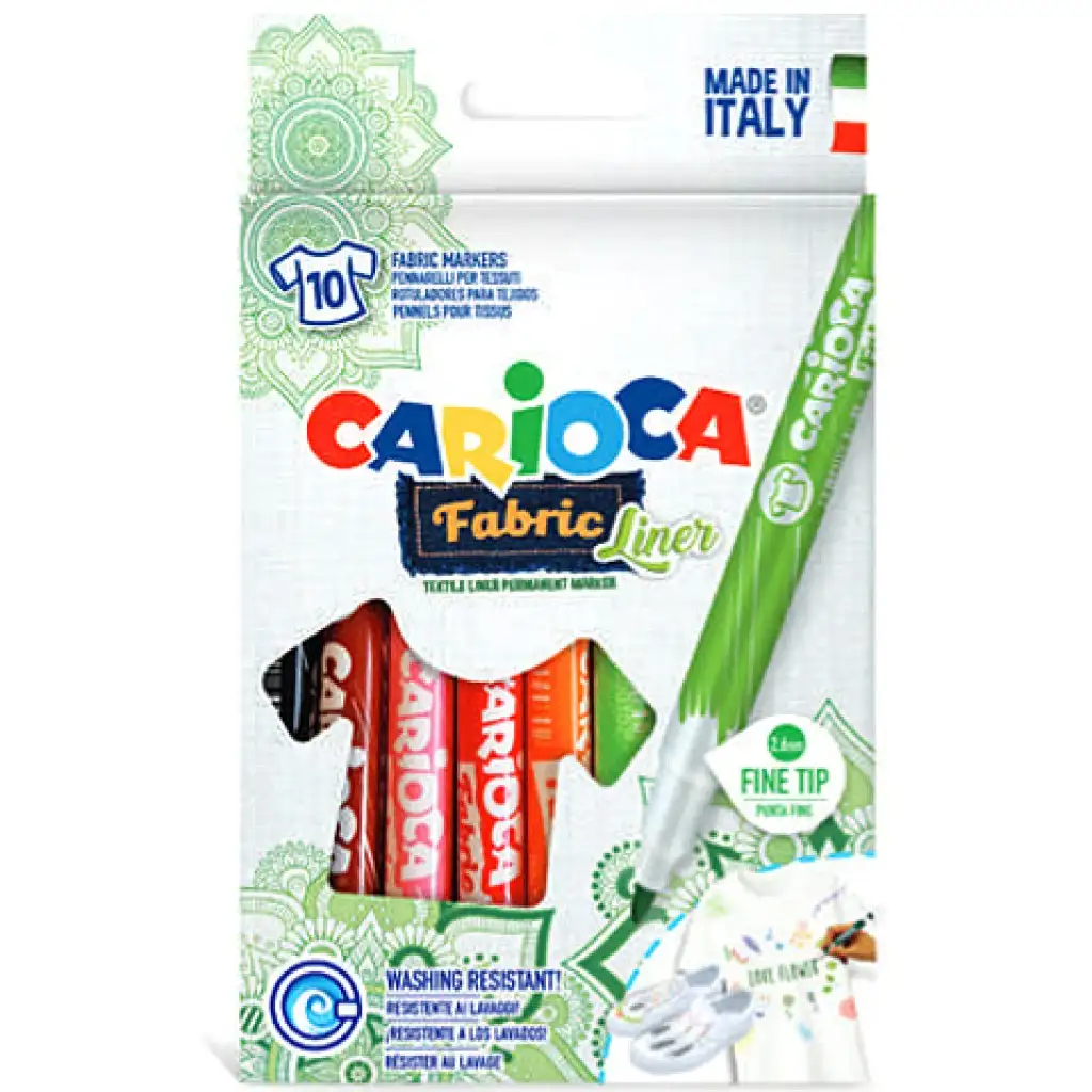 imagen de Carioca: Conjunto de rotuladores de tela Fabric Liner de 10 unidades 1