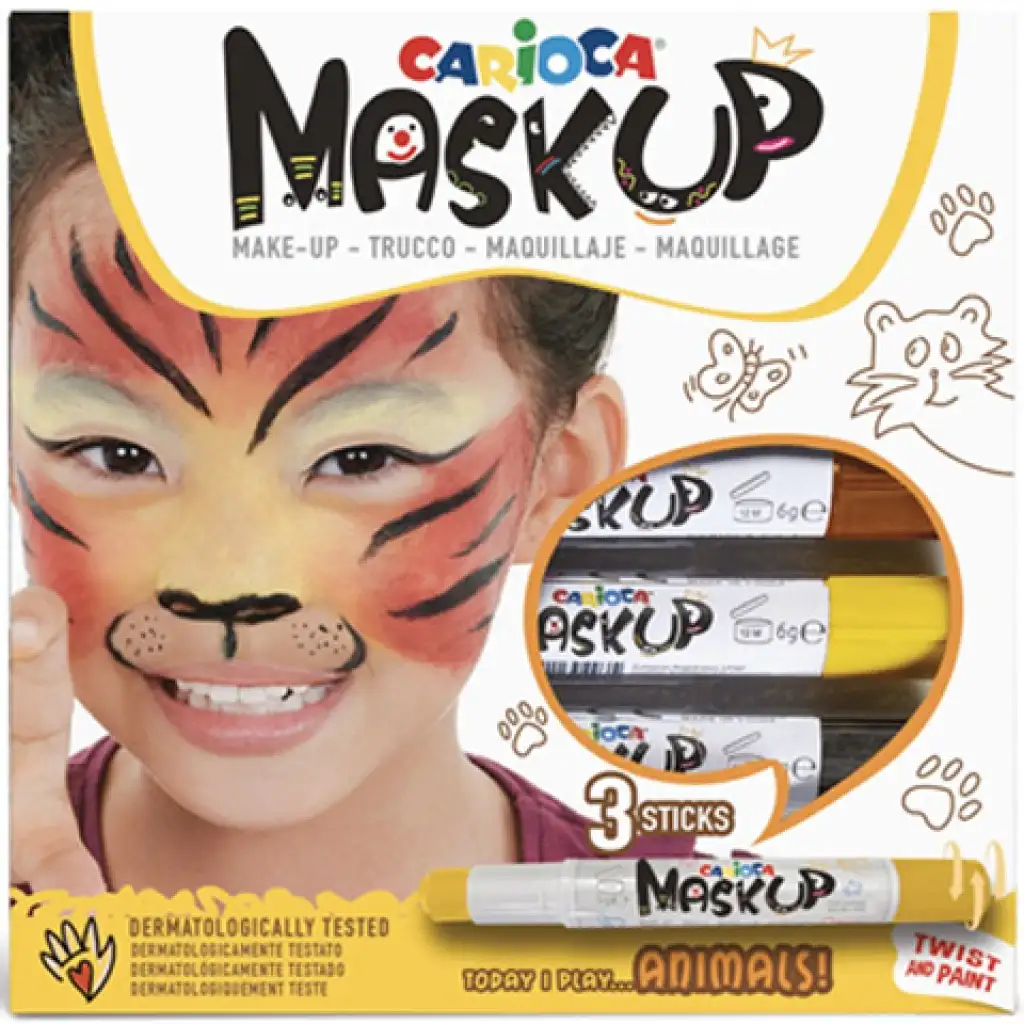 imagen de Carioca Maskup: Set de pintura facial de tigre con 3 colores 1