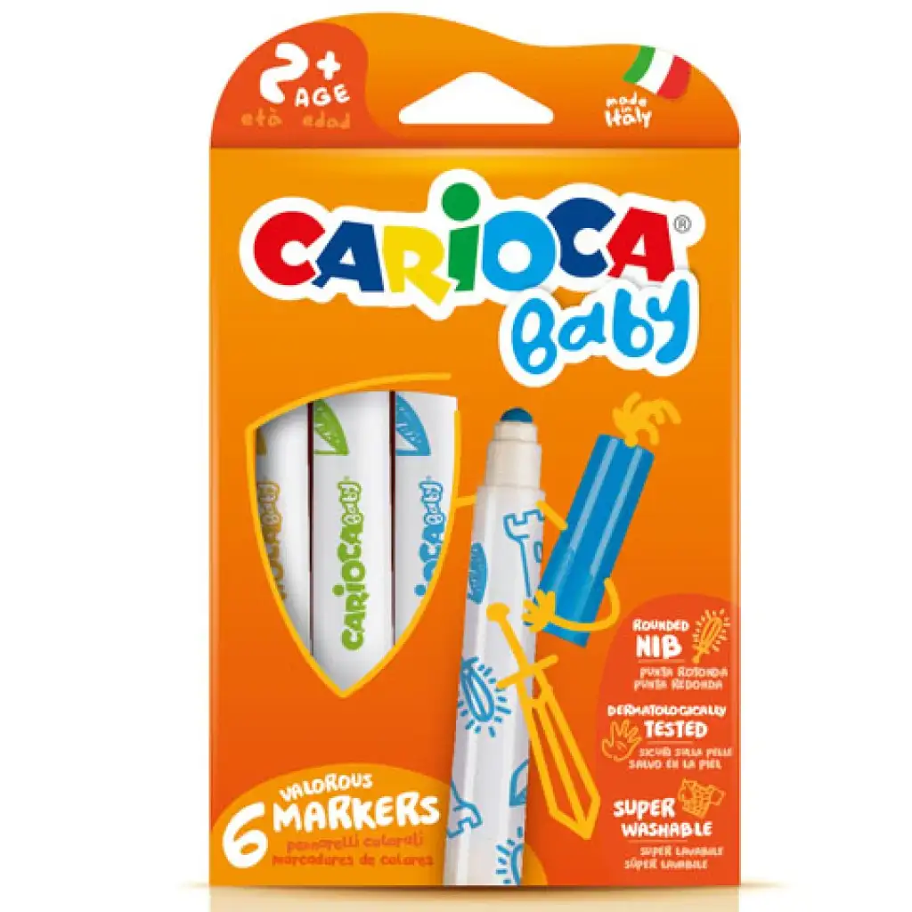 imagen de Carioca: Set de 6 rotuladores de bebé de colores lavables 1