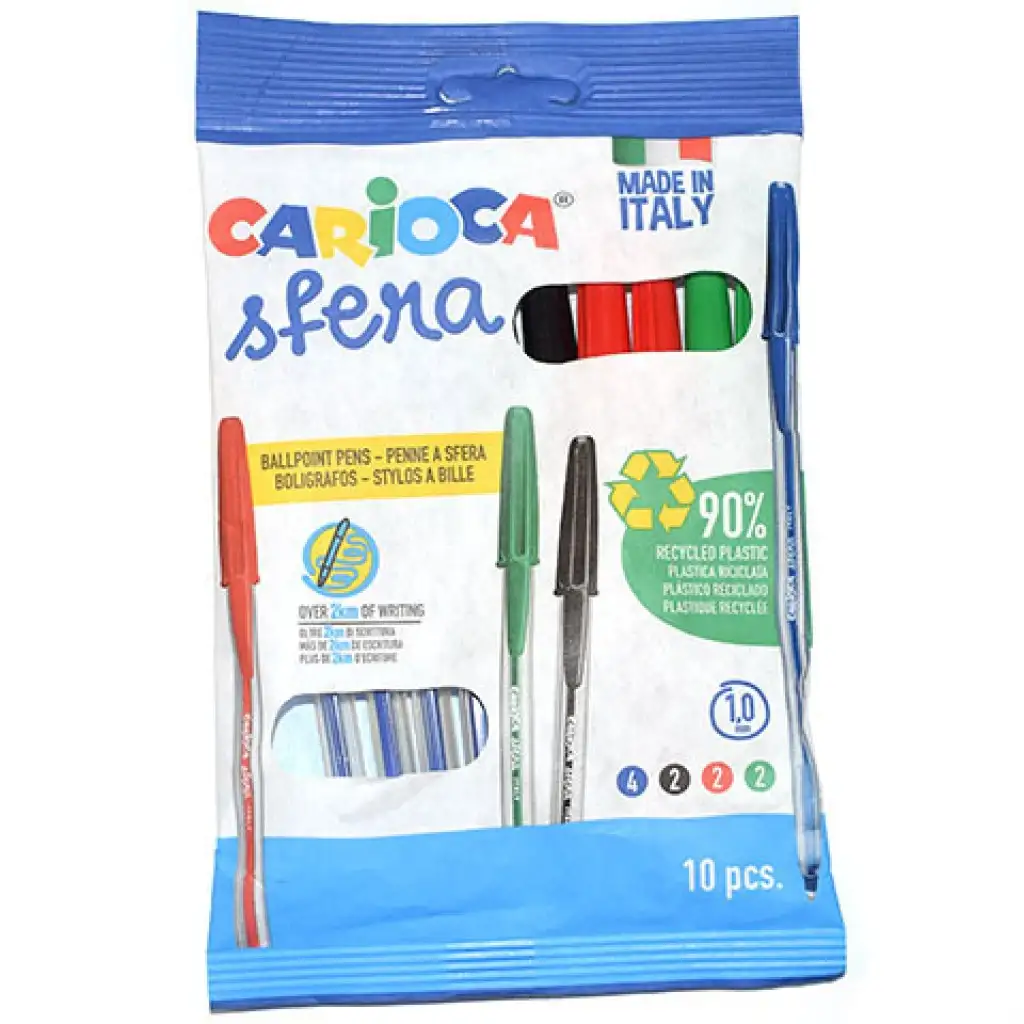imagen de Carioca: Set de bolígrafos esféricos de colores de 10 unidades 1