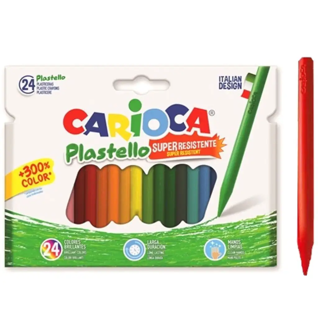 imagen de Carioca: Set de crayones Plastello con colores duraderos de 24 unidades 1