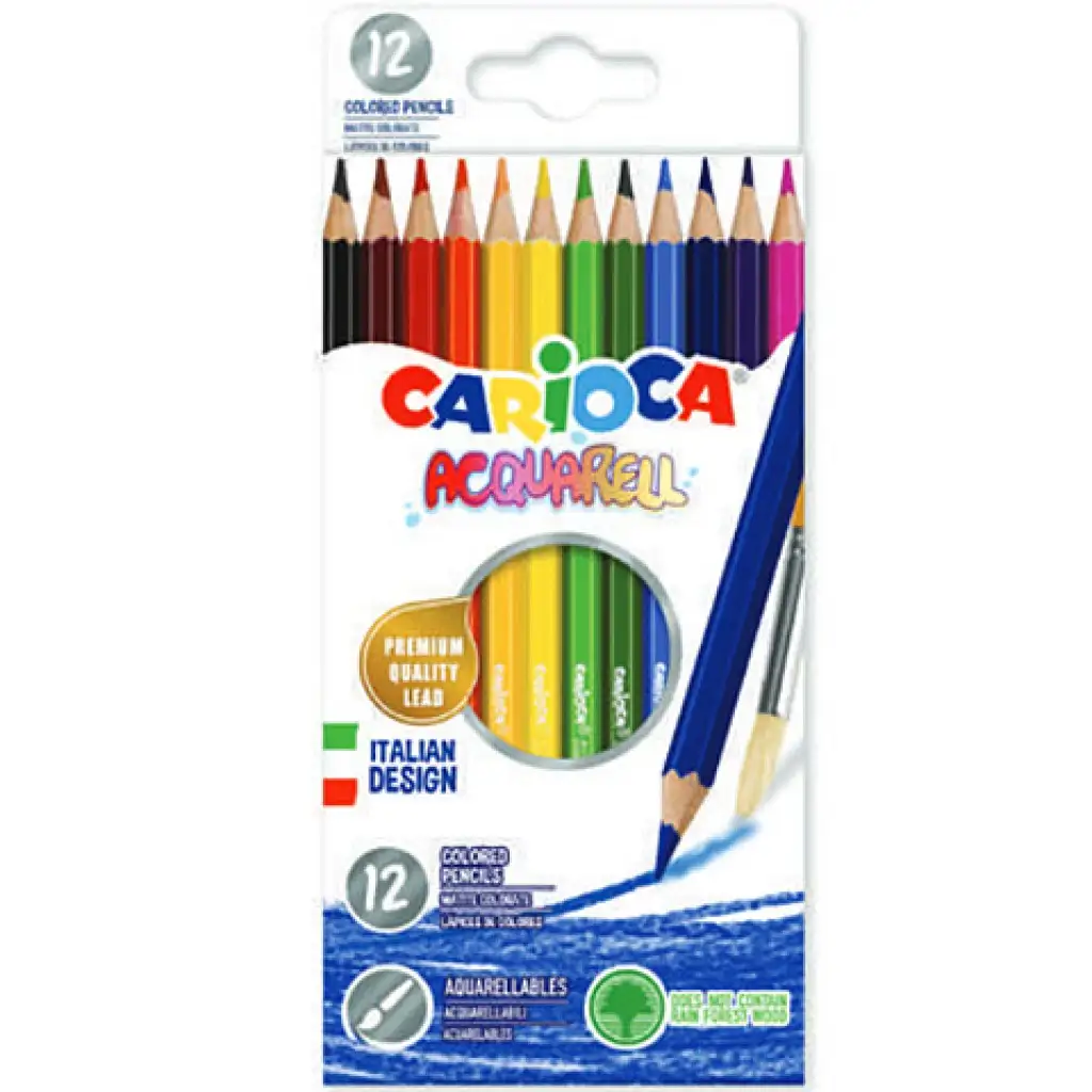 imagen de Carioca: Set de lápices de colores acuarelables de 12 unidades 1