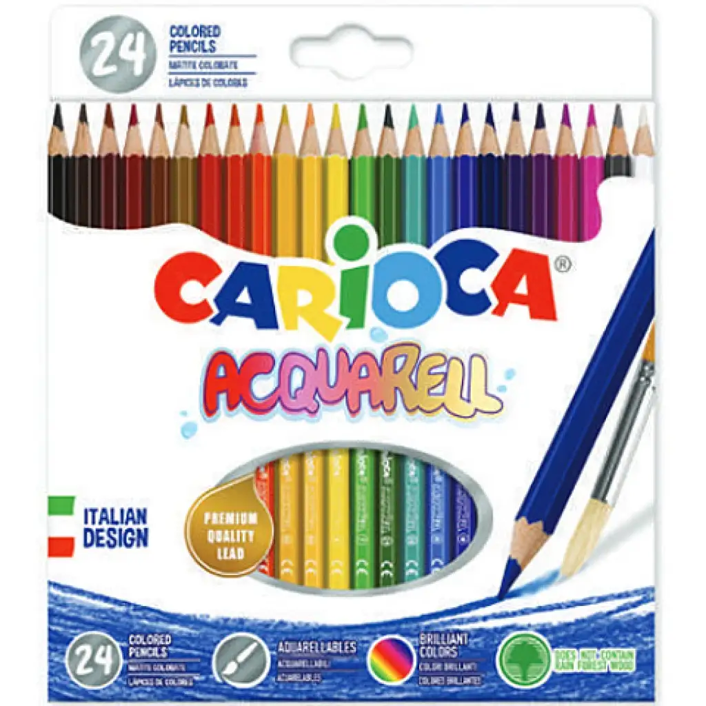 imagen de Carioca: Set de lápices de colores acuarelables de 24 unidades 1