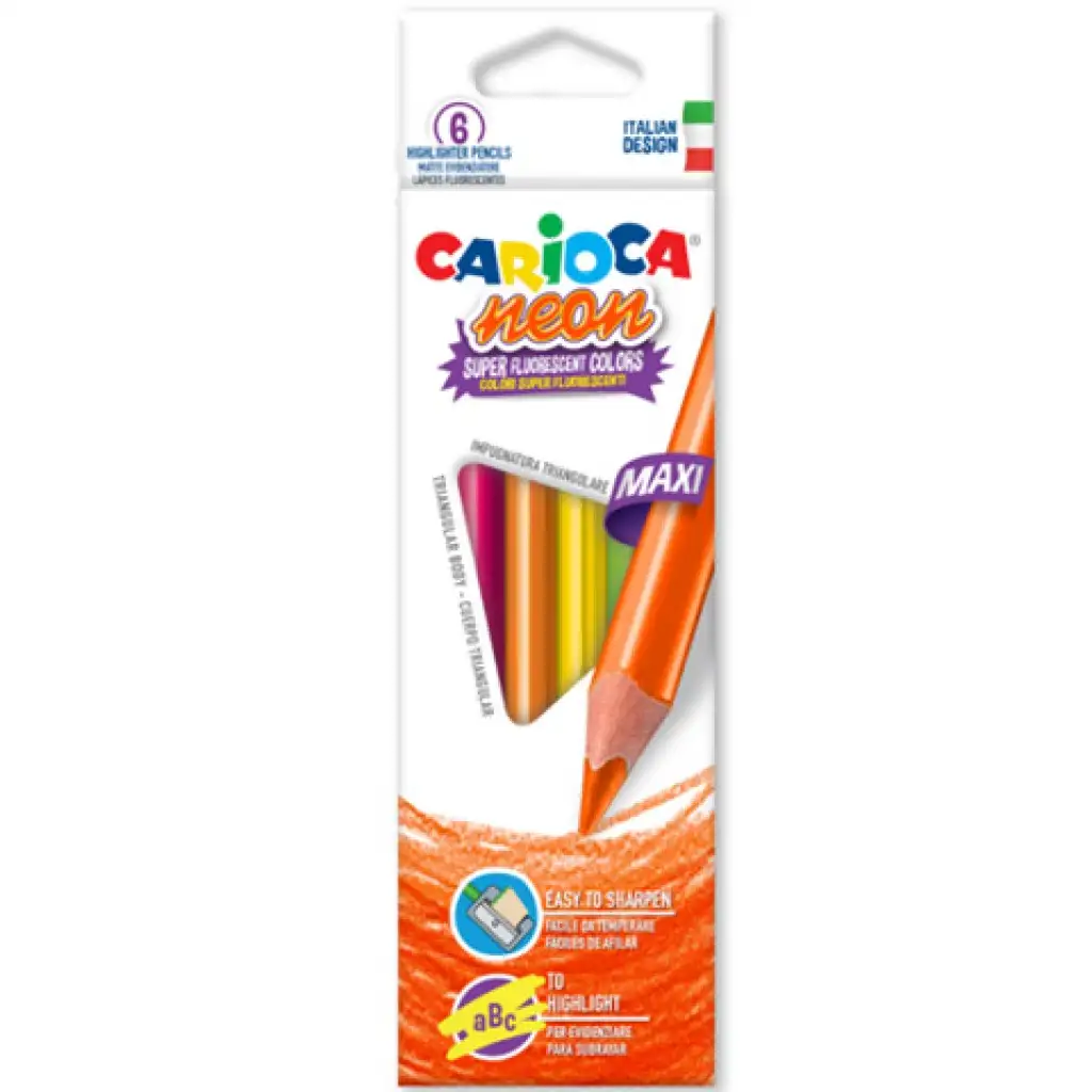 imagen de Carioca: Set de lápices de colores Maxi Neón de 6 unidades 1