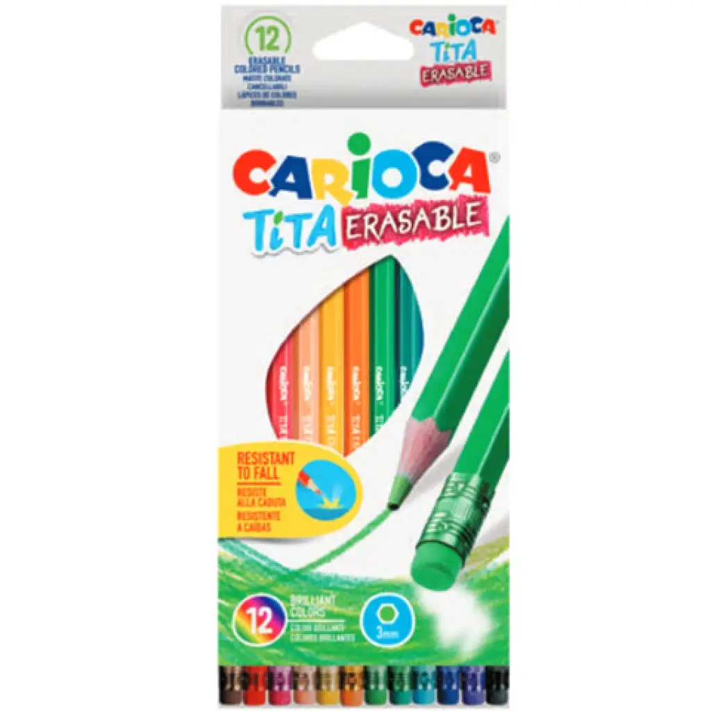 imagen de Carioca: Set de lápices de colores Tita irrompibles con goma de borrar 12 unidades 1