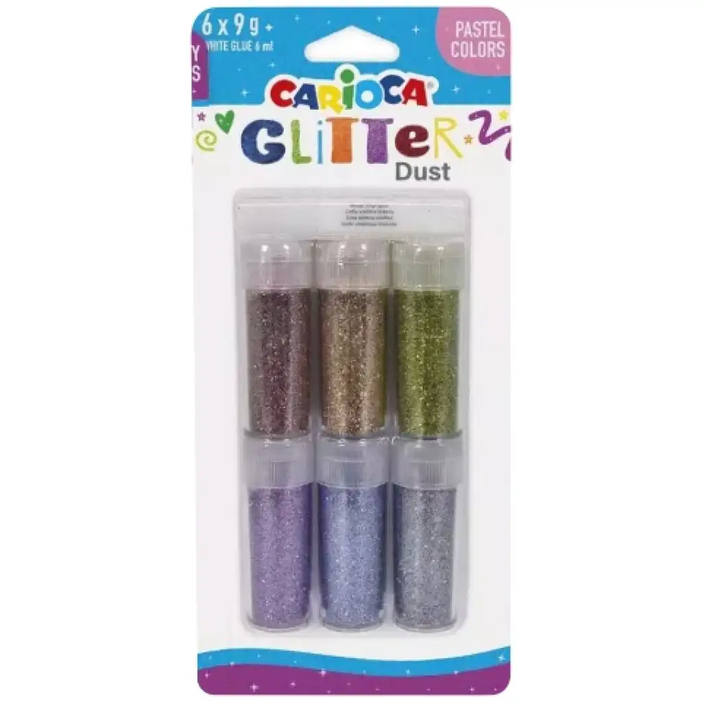 imagen de Carioca: Set de purpurina Glitter Dust de 6 unidades en tarro - Colores pastel 1