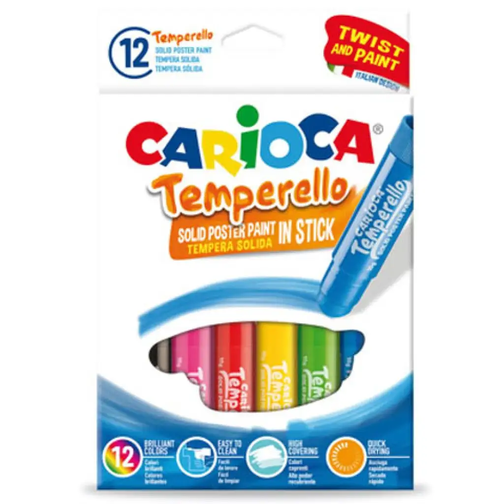 imagen de Carioca: Stick de témpera de colores 12 unidades lavable 1
