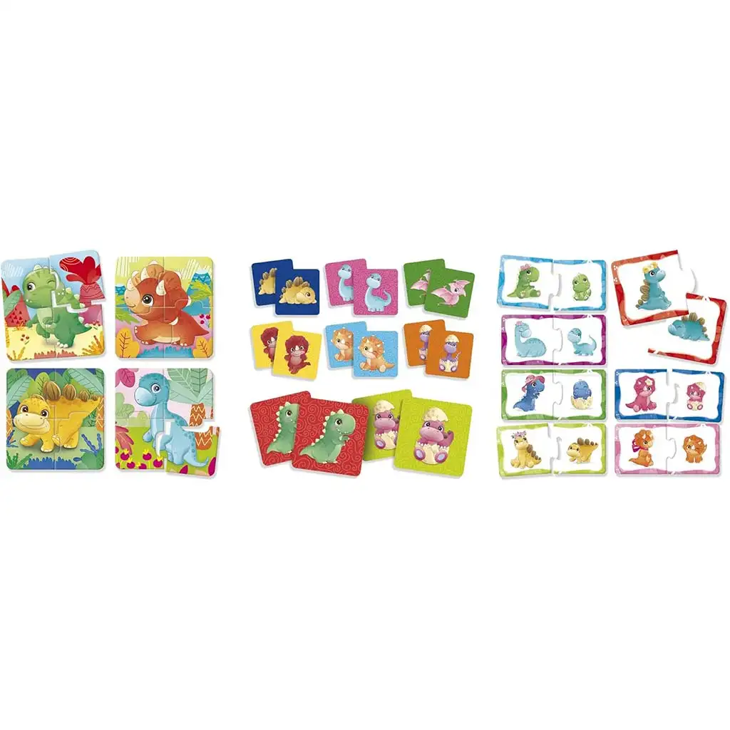 imagen de Carotina baby: Dinoland 3 en 1 memo, puzzle y juego de emparejamiento - Lisciani 2