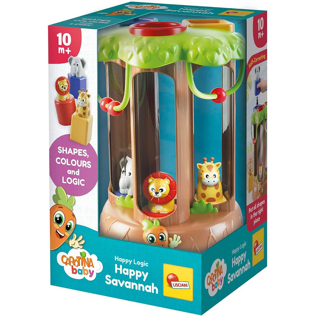 imagen de Carotina Baby: Happy Logic Juego de reconocimiento de formas de animales de la sabana - Lisciani 1