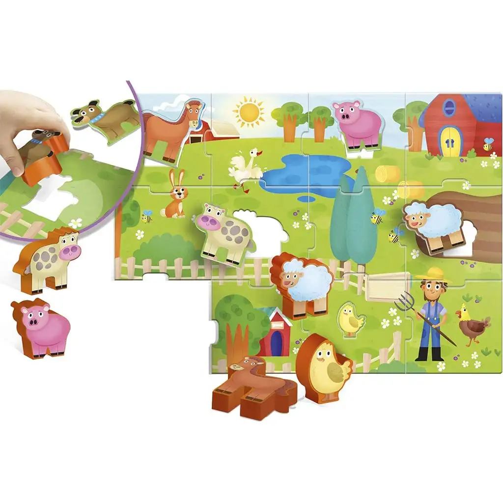 imagen de Carotina baby: Puzzle de granja y juego de encaje de formas - Lisciani 2