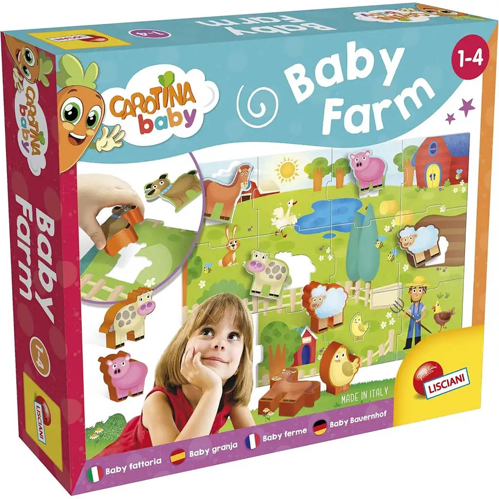 imagen de Carotina baby: Puzzle de granja y juego de encaje de formas - Lisciani 1