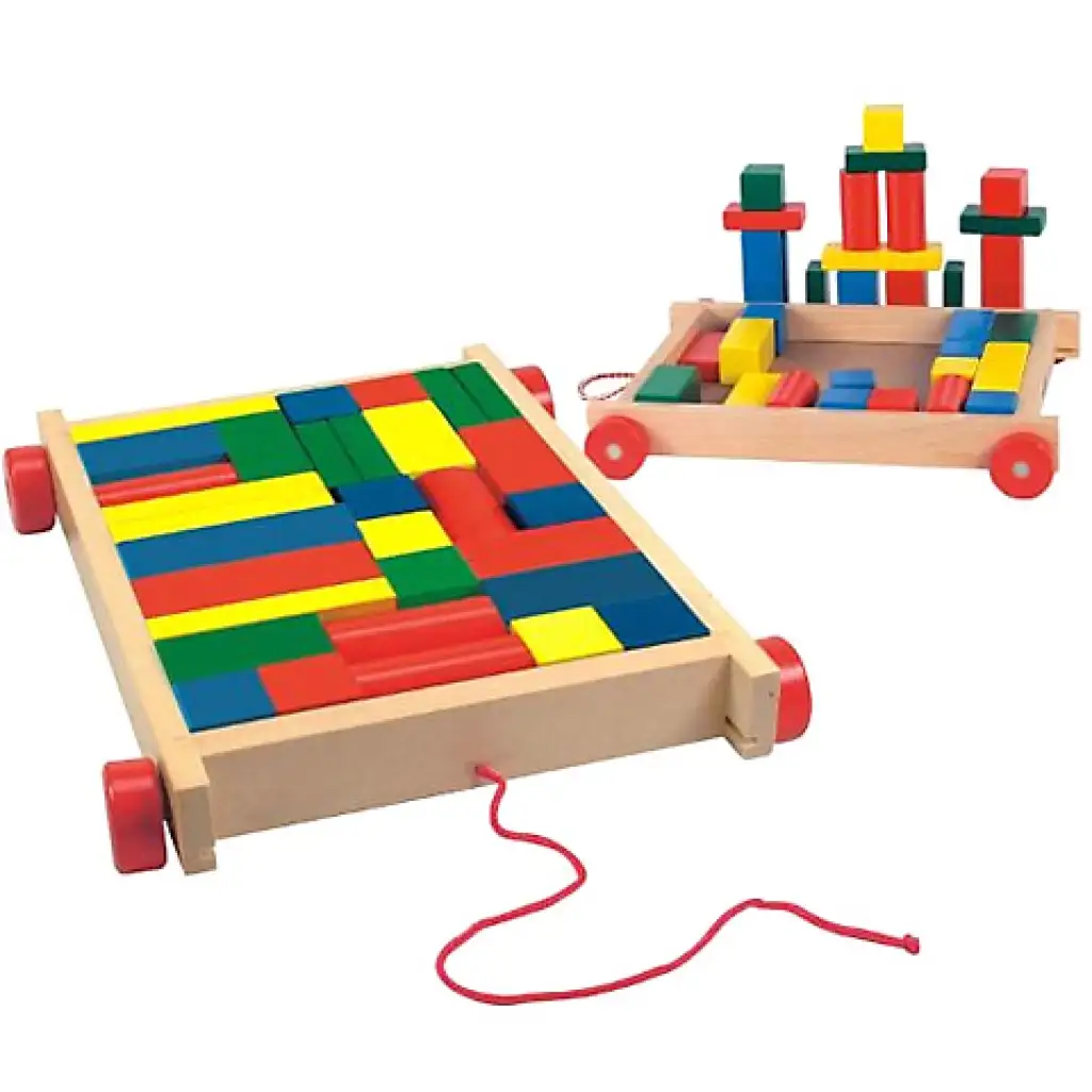 imagen de Carrito de arrastre con bloques de madera 1