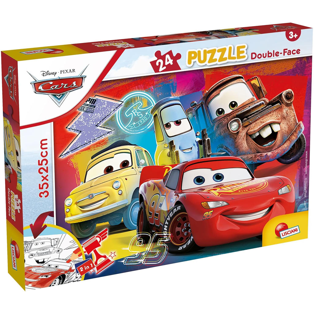 imagen de Cars 2 en 1 24 piezas puzzle y colorear 35x25cm - Lisciani 1
