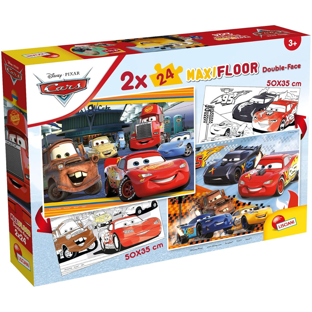 imagen de Cars 2 en 1 2x24 piezas maxi puzzle y colorear - Lisciani 1