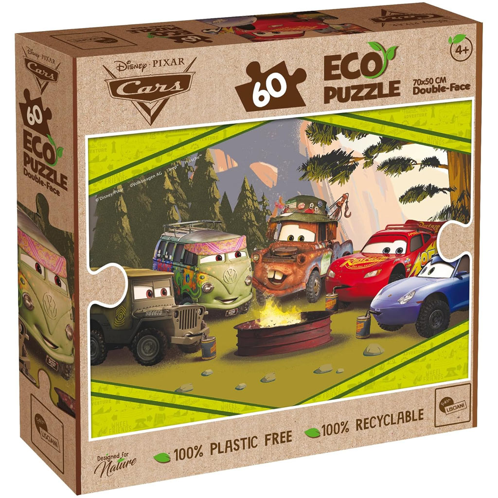 imagen de Cars 2 en 1 Eco puzzle de 60 piezas y colorear 70x50cm - Lisciani 1