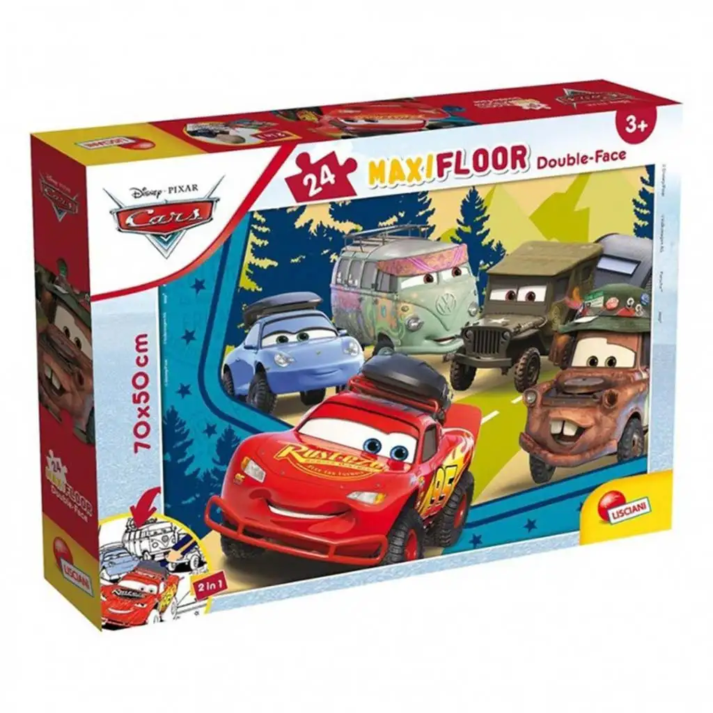 imagen de Cars 2 en 1 maxi puzzle y libro para colorear de 24 piezas 70x50cm - Lisciani 1