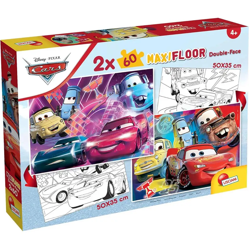 imagen de Cars 2 en 1 maxi rompecabezas y libro para colorear 50x35cm - Lisciani 1