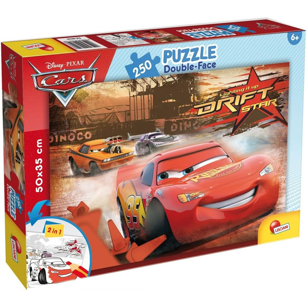imagen de Cars 2 en 1 puzzle y libro para colorear de 250 piezas 50x35cm - Lisciani 1