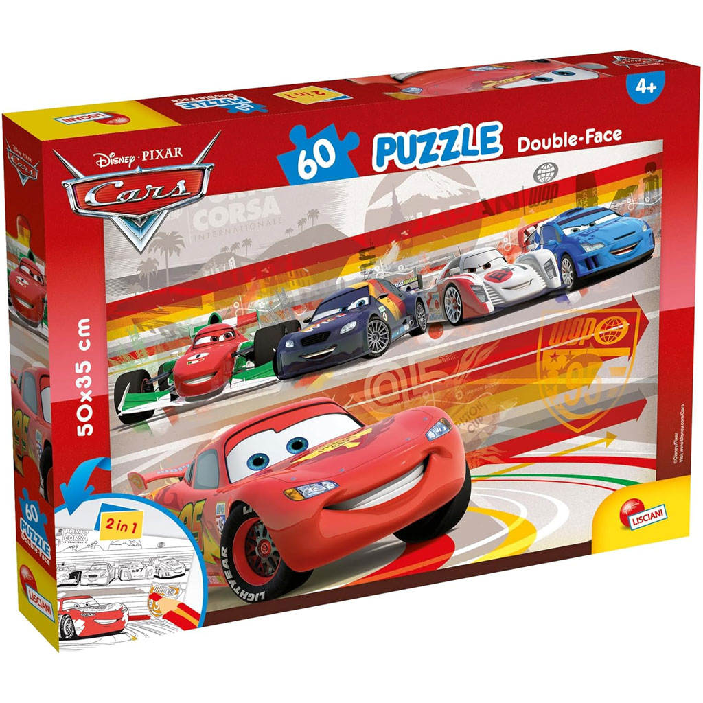 imagen de Cars 2 en 1 puzzle y libro para colorear de 60 piezas 50x35cm - Lisciani 1