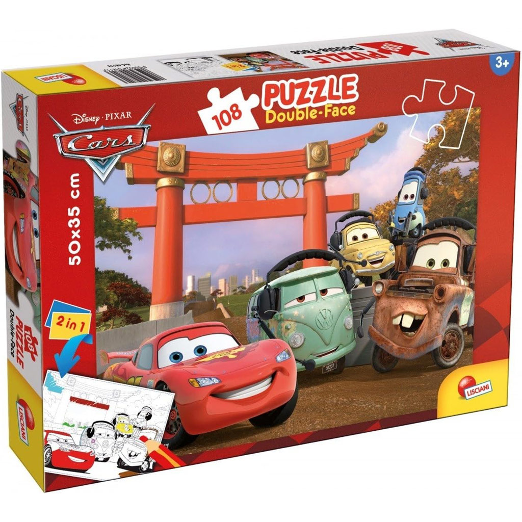 imagen de Cars 2 en 1 rompecabezas y libro para colorear de 108 piezas 50x35cm - Lisciani 1