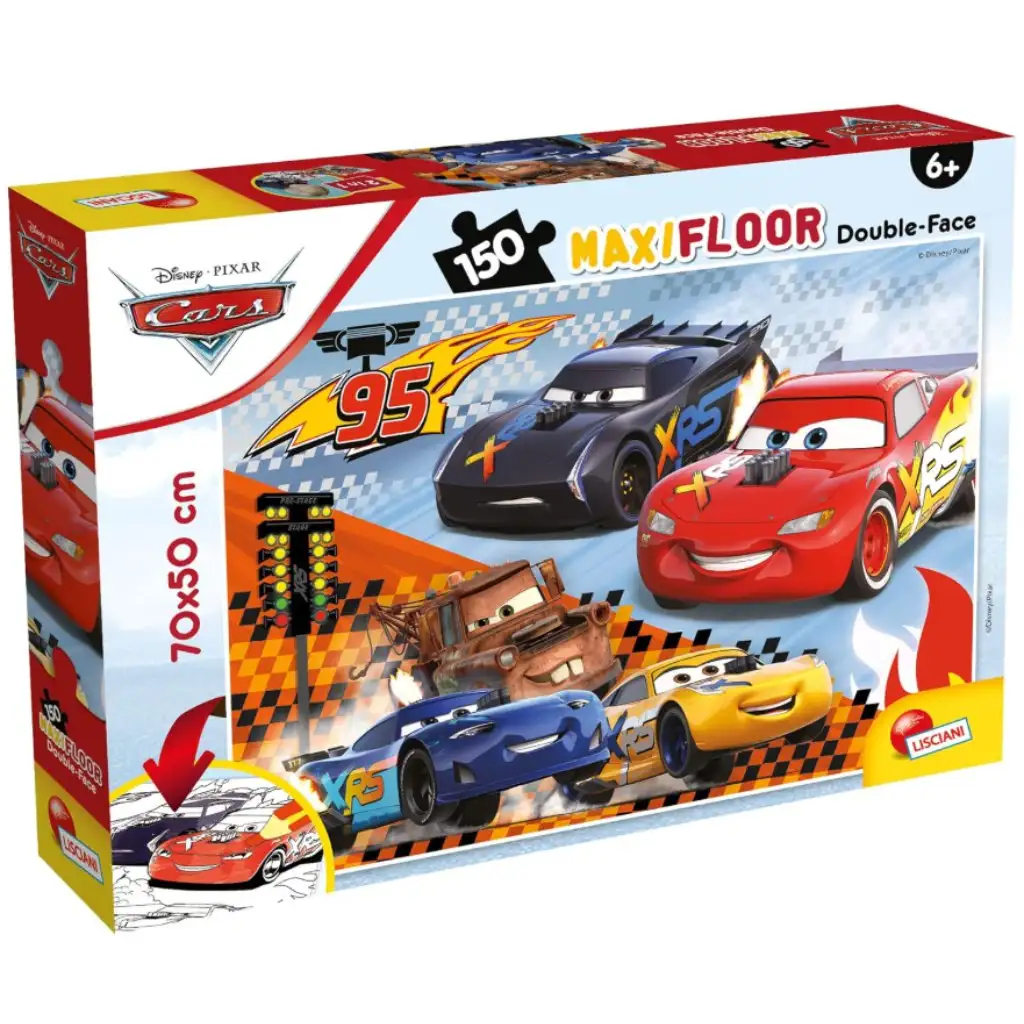 imagen de Cars 3 2 en 1 150 piezas puzzle y colorear 70x50cm - Lisciani 1